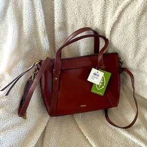 Fossil Avondale Medium Brown Leather Crossbody Satchel NWT